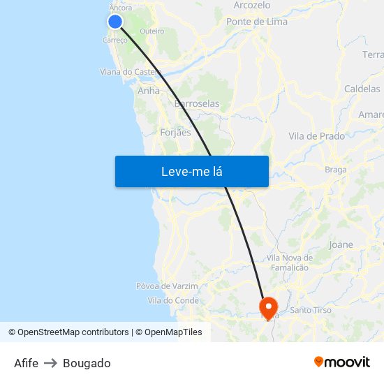 Afife to Bougado map