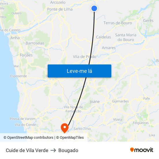 Cuide de Vila Verde to Bougado map