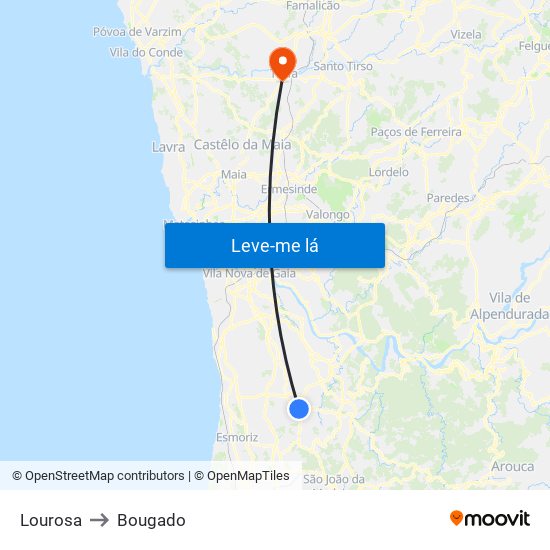 Lourosa to Bougado map