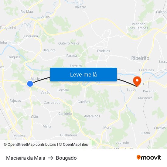 Macieira da Maia to Bougado map