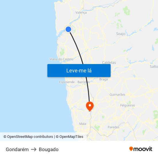 Gondarém to Bougado map