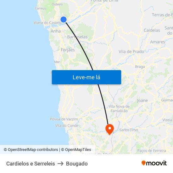 Cardielos e Serreleis to Bougado map