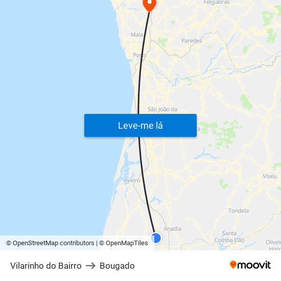 Vilarinho do Bairro to Bougado map