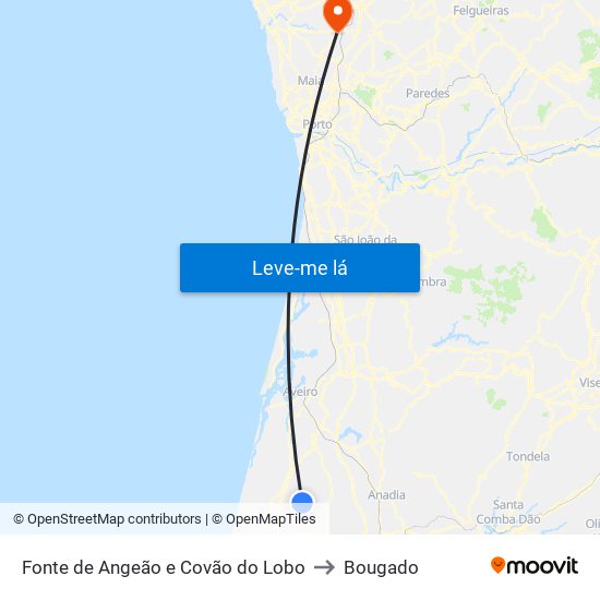 Fonte de Angeão e Covão do Lobo to Bougado map