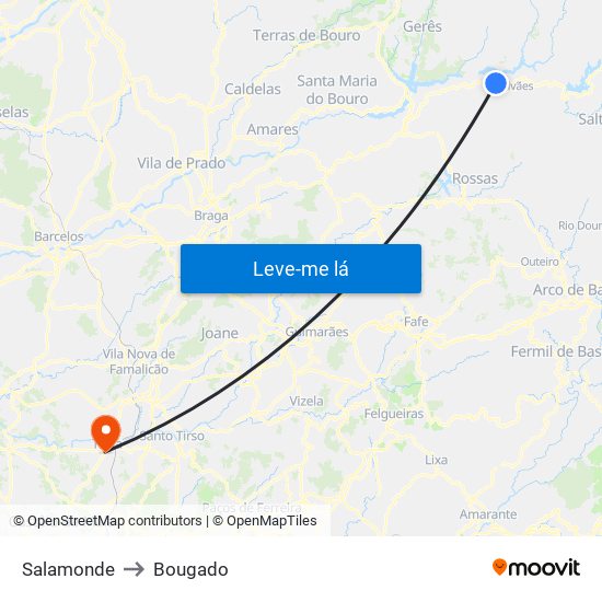 Salamonde to Bougado map