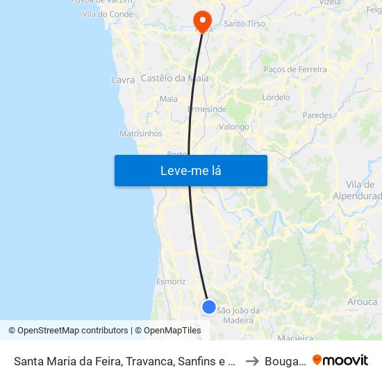 Santa Maria da Feira, Travanca, Sanfins e Espargo to Bougado map