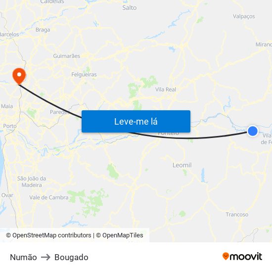 Numão to Bougado map
