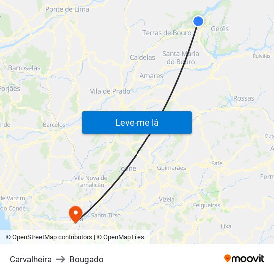 Carvalheira to Bougado map