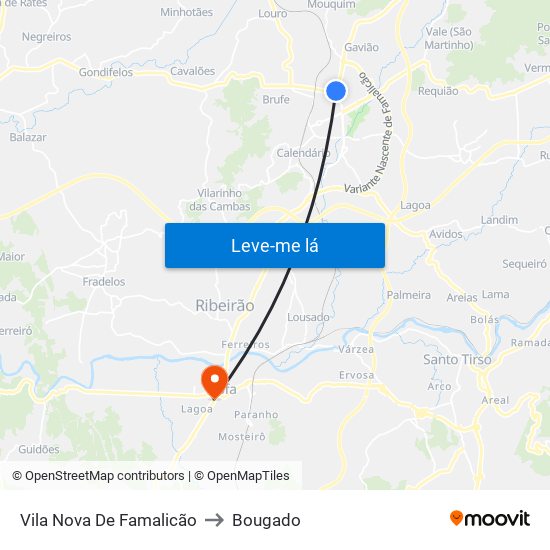 Vila Nova De Famalicão to Bougado map