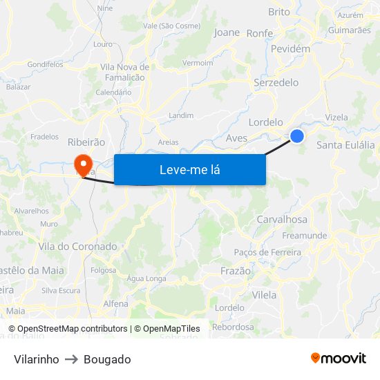 Vilarinho to Bougado map