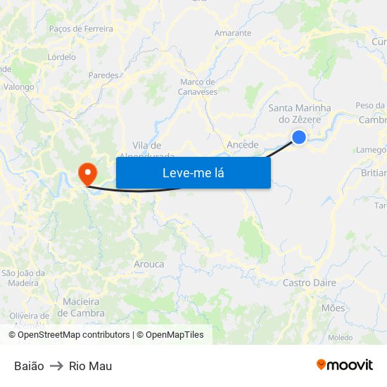 Baião to Rio Mau map