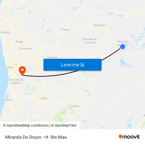 Miranda Do Douro to Rio Mau map