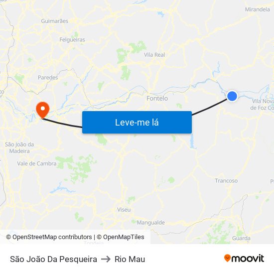 São João Da Pesqueira to Rio Mau map