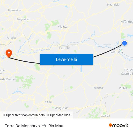 Torre De Moncorvo to Rio Mau map