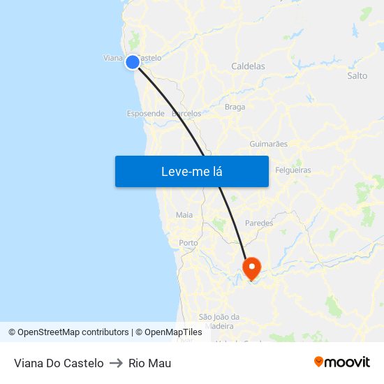 Viana Do Castelo to Rio Mau map