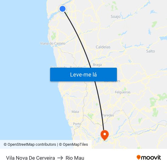 Vila Nova De Cerveira to Rio Mau map