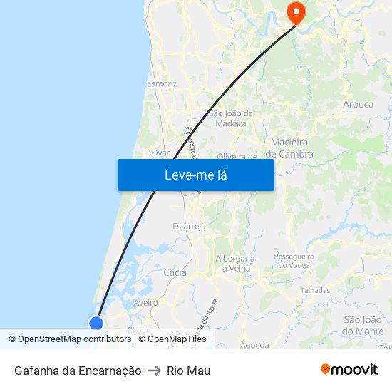 Gafanha da Encarnação to Rio Mau map