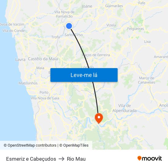 Esmeriz e Cabeçudos to Rio Mau map