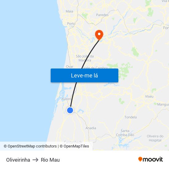 Oliveirinha to Rio Mau map