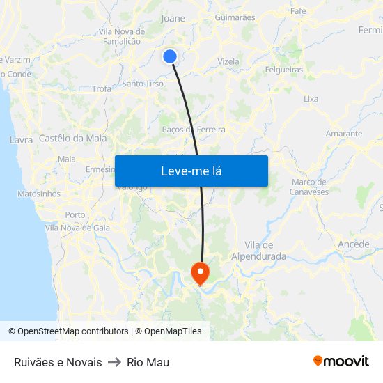 Ruivães e Novais to Rio Mau map