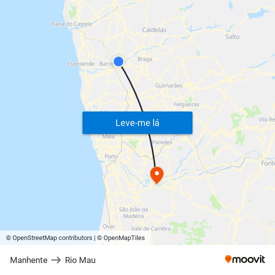 Manhente to Rio Mau map
