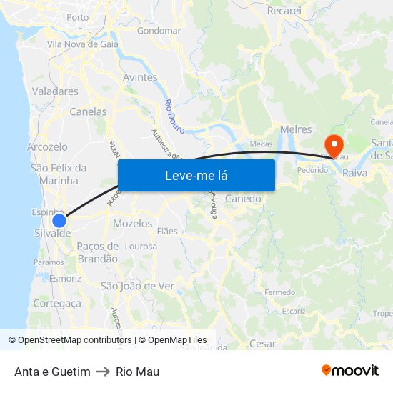 Anta e Guetim to Rio Mau map