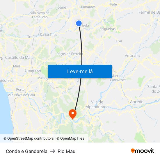 Conde e Gandarela to Rio Mau map