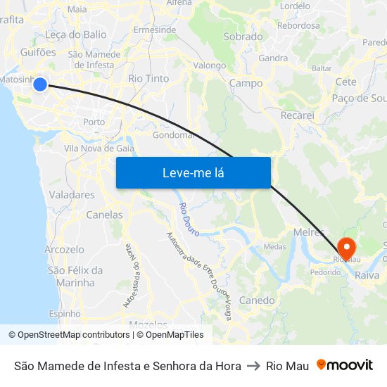 São Mamede de Infesta e Senhora da Hora to Rio Mau map