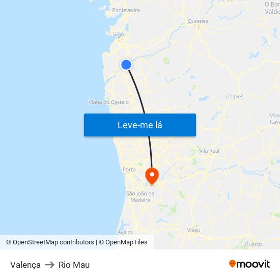 Valença to Rio Mau map