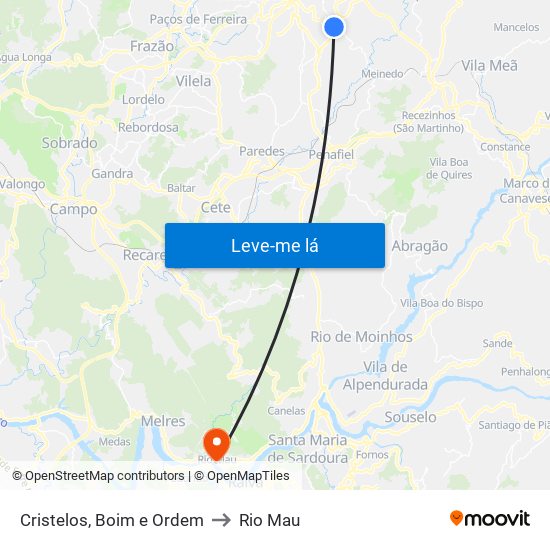 Cristelos, Boim e Ordem to Rio Mau map