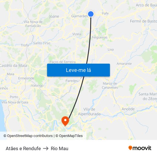 Atães e Rendufe to Rio Mau map