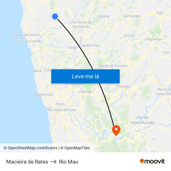 Macieira de Rates to Rio Mau map