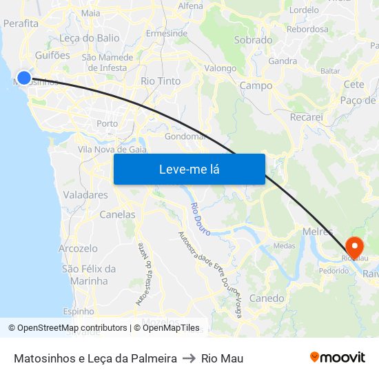 Matosinhos e Leça da Palmeira to Rio Mau map