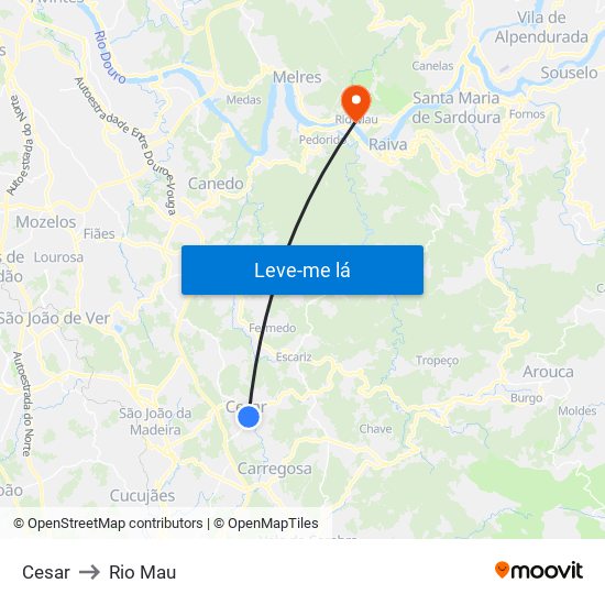 Cesar to Rio Mau map