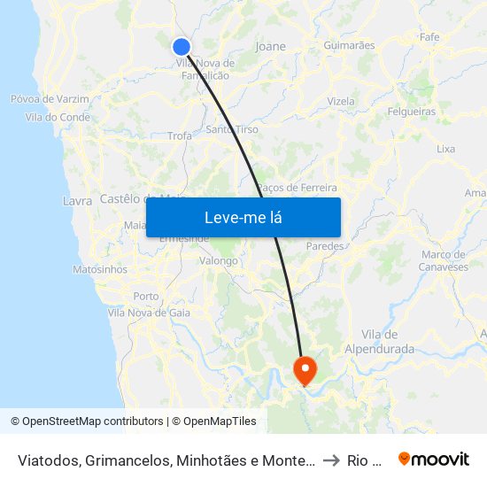 Viatodos, Grimancelos, Minhotães e Monte de Fralães to Rio Mau map