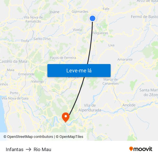 Infantas to Rio Mau map
