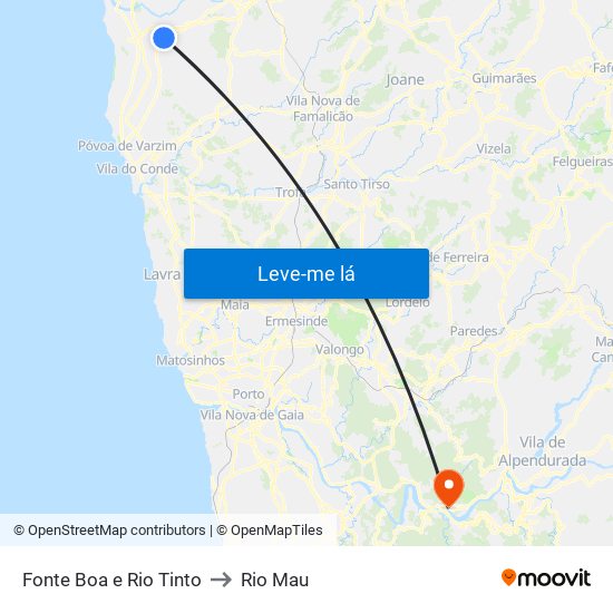 Fonte Boa e Rio Tinto to Rio Mau map