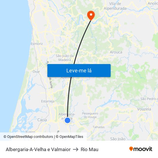 Albergaria-A-Velha e Valmaior to Rio Mau map