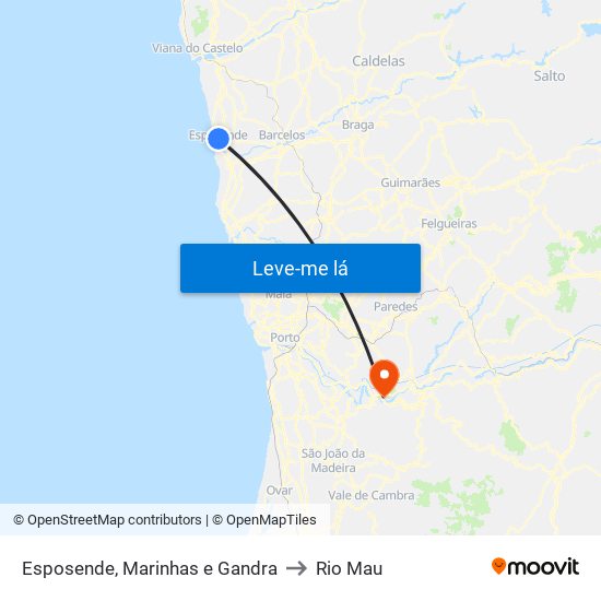 Esposende, Marinhas e Gandra to Rio Mau map