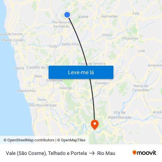 Vale (São Cosme), Telhado e Portela to Rio Mau map