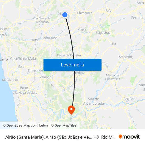 Airão (Santa Maria), Airão (São João) e Vermil to Rio Mau map