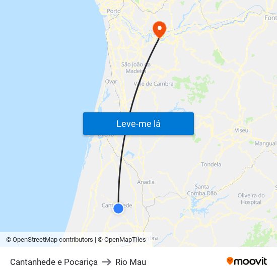 Cantanhede e Pocariça to Rio Mau map