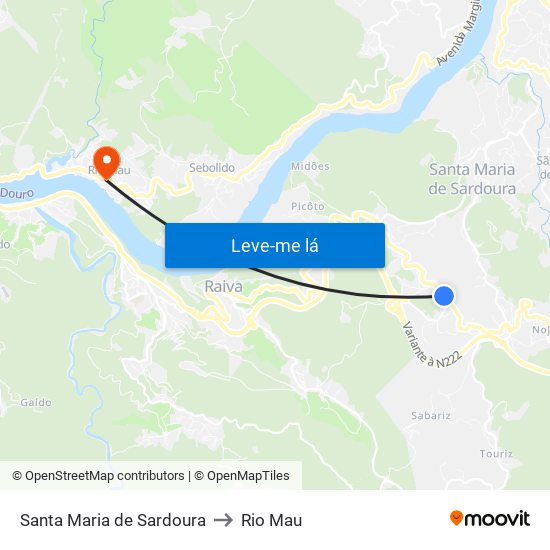 Santa Maria de Sardoura to Rio Mau map