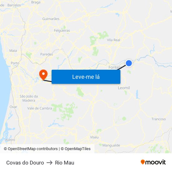 Covas do Douro to Rio Mau map