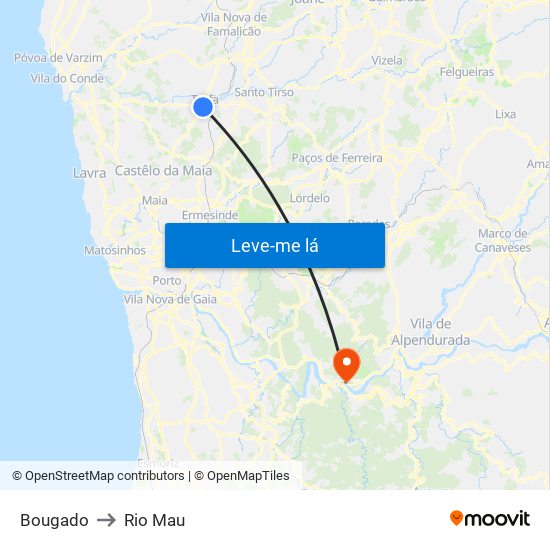 Bougado to Rio Mau map