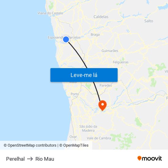 Perelhal to Rio Mau map