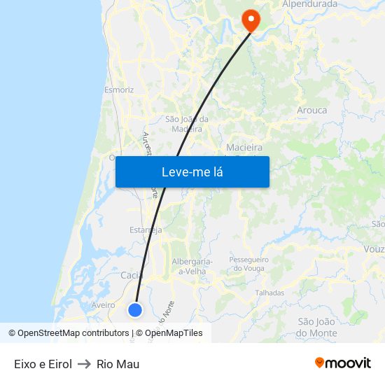 Eixo e Eirol to Rio Mau map