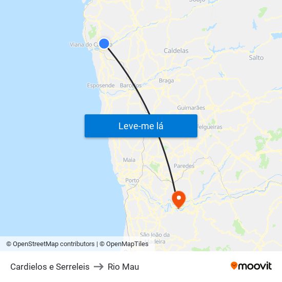 Cardielos e Serreleis to Rio Mau map