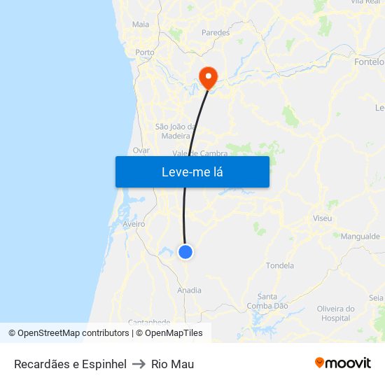 Recardães e Espinhel to Rio Mau map