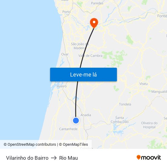 Vilarinho do Bairro to Rio Mau map